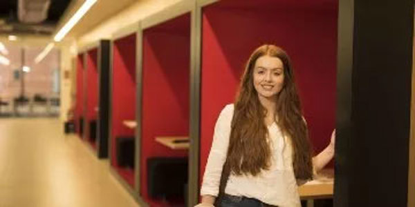 A female student in the Stenhouse building A female student in the Stenhouse building